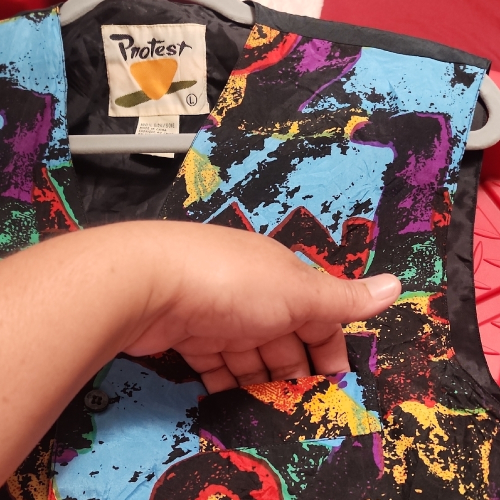 Protest 100% Silk Grunge Indie Sleeze Abstract Vest - Picture 4 of 7